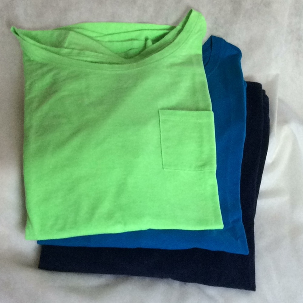 Hanes Pocket Tee Shirt Bundle Neon, Royal, and Navy - Picture 3 of 5